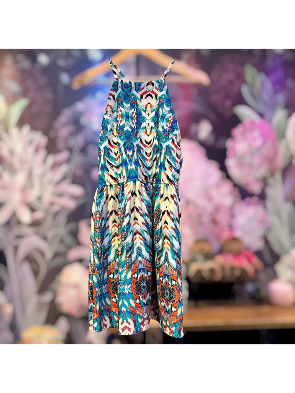 Speechless Halter Midi Dress Juniors Med Multi Color Aztec